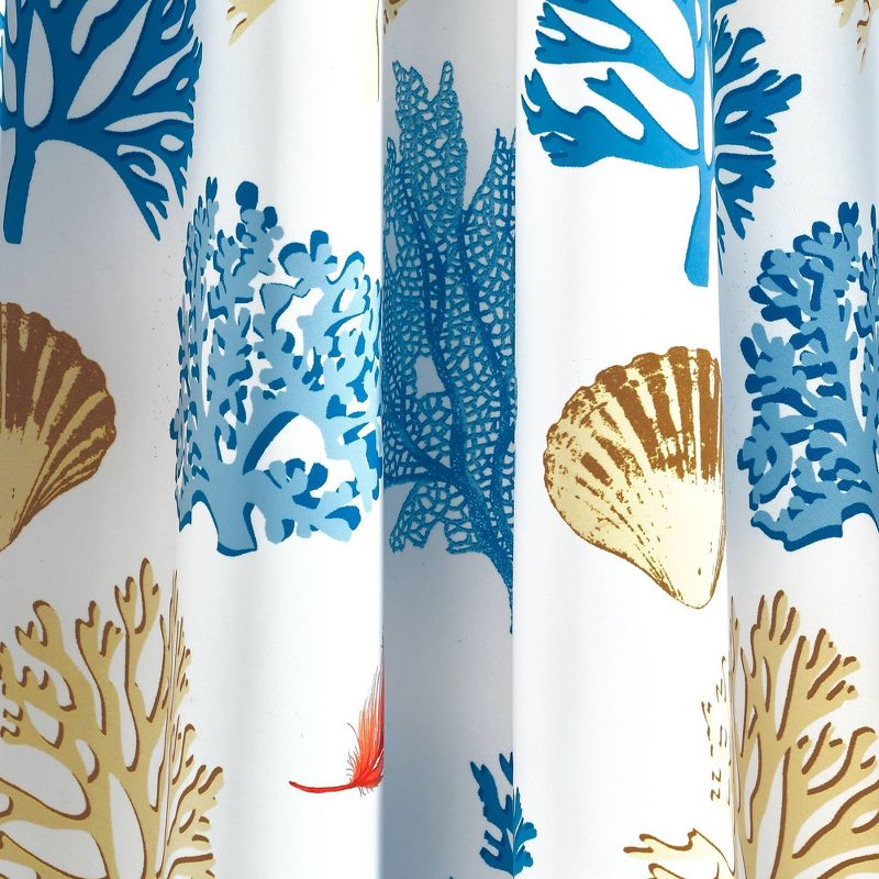 1pc 54&#34;x84&#34; Light Filtering Coastal Reef Feather Curtain Panel Blue - Lush D&#233;cor, 4 of 7