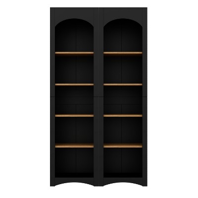 Vynxaria Black 5 - Tier Free - Standing Bookshelf Set of 2 with Adjustable Shelves for Home Spaces