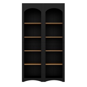 Vynxaria Black 5 - Tier Free - Standing Bookshelf Set of 2 with Adjustable Shelves for Home Spaces - 1 of 4