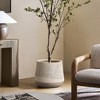 LuxenHome 17" Dia Concrete Round Tapered Planter Large Outdoor Indoor Plant Pot Distressed Wood Pattern Planter Pot for Home Garden Patio Brown - 3 of 4