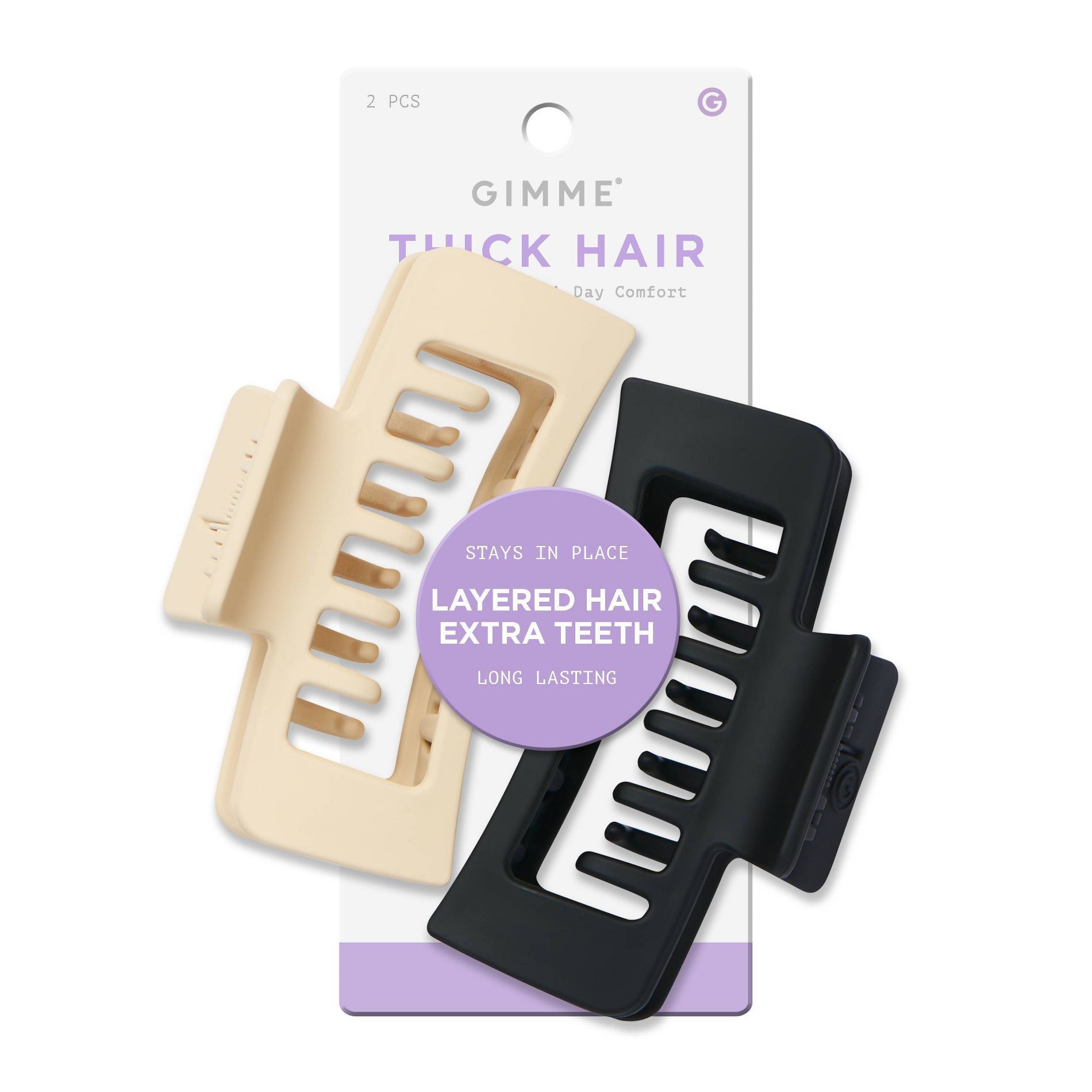 Gimme Beauty Thick Hair Extra Teeth Claw Clips - 2pc