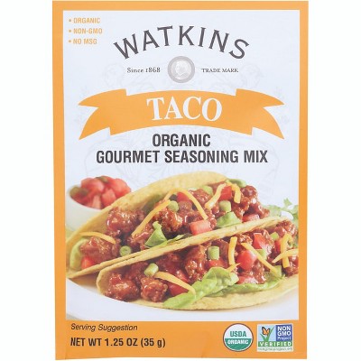 Watkins Inc. Taco Organic Gourmet Seasoning Mix 1.25 oz Packets.
