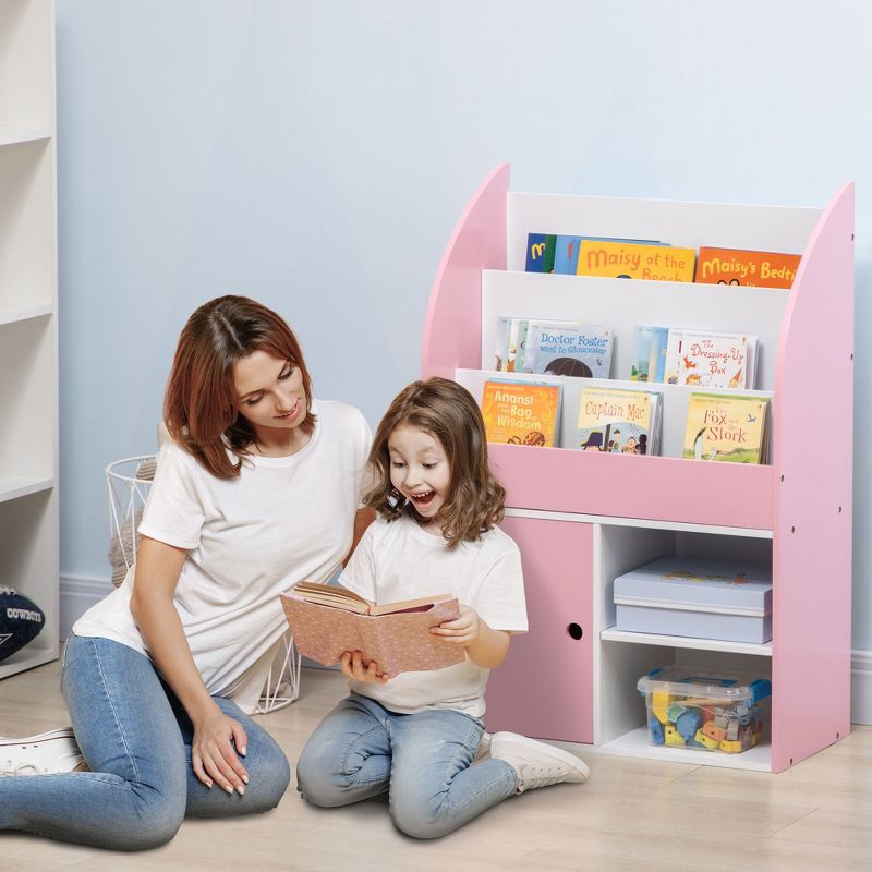 Qaba Kids Bookshelf and Toy Storage Organizer with Cabinet, Kids Bookcase, Childrens Bookshelf, Ages 3-8, 2 of 7
