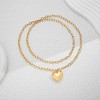 Gold Puffy Heart Pendant Necklace for Women, Beaded Chain Statement Jewelry XL22340A - 4 of 4