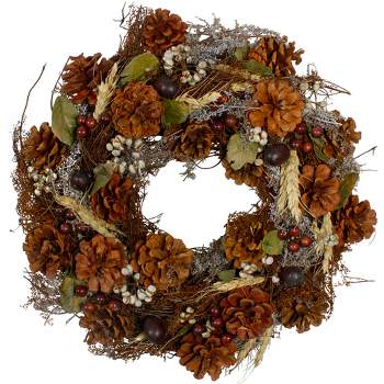 Northlight 14" Pine Cones Berries and Botanicals Artificial Christmas Wreath - Unlit
