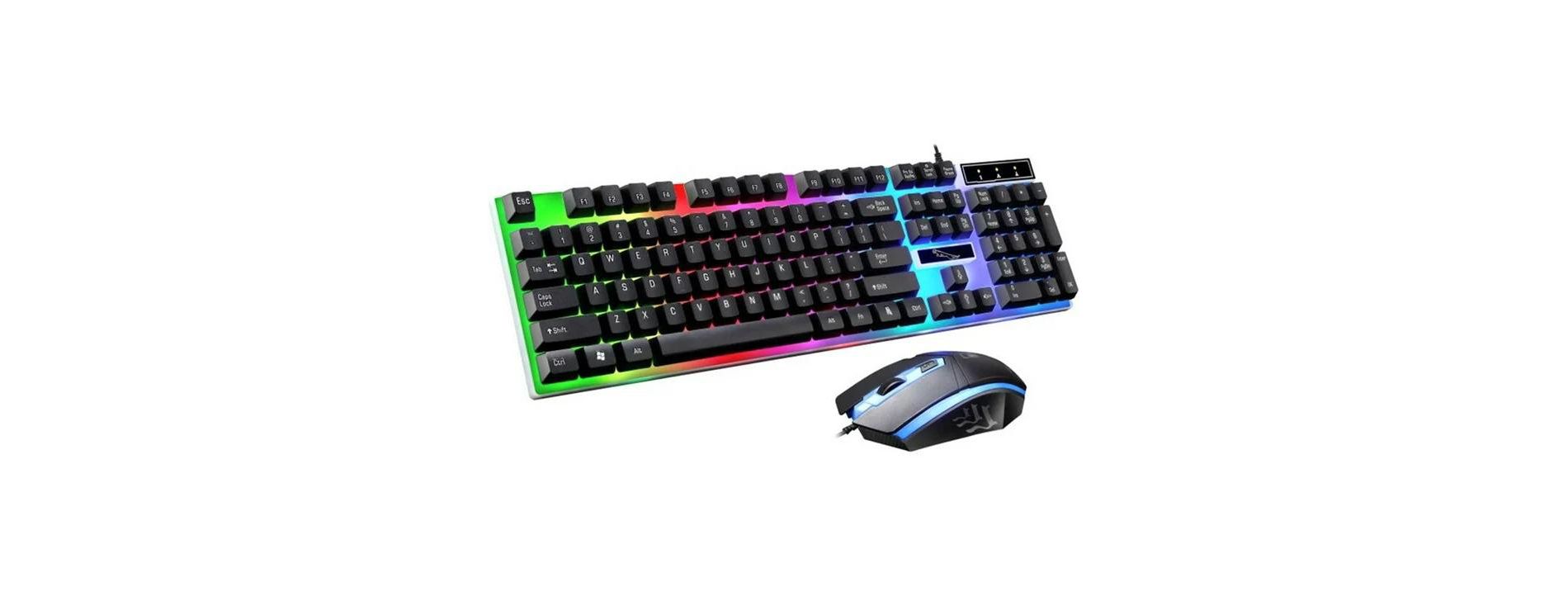 MOVSSOU Gaming Keyboard and Mouse Combo LED Rainbow Backlit