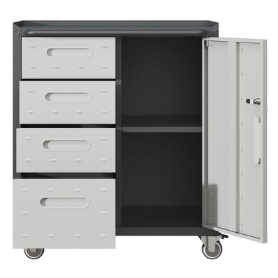 NicBex Mobile File Cabinet with 4 Drawers,Metal Storage Cabinet with Wheels for Garage Home Office