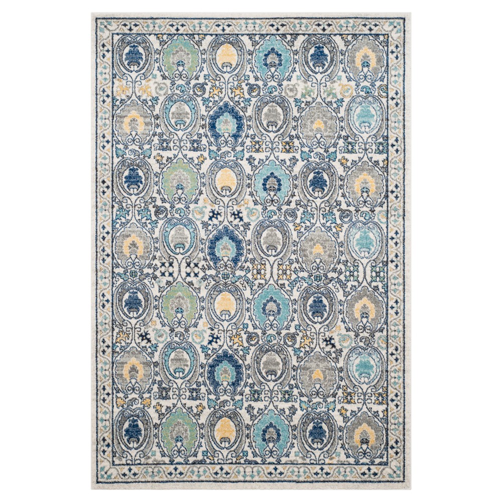 5'1inx7'6in Aether Evoke Medallion Area Rug Ivory/Gray - Safavieh