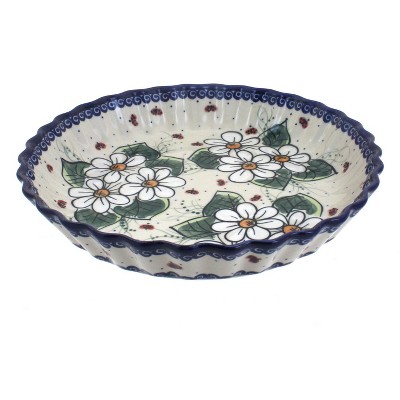 Blue Rose Polish Pottery Ladybug Pie Plate