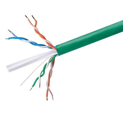 Monoprice Cat6 Ethernet Bulk Cable - Network Internet Cord - Solid, 500Mhz, UTP, CMR, Riser Rated,  Pure Bare Copper Wire, 23AWG, 1000ft, Green