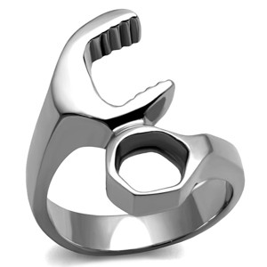 Slickblue Novelty Wrench & Nut Ring for Men – Silver Polished Stainless Steel, Mechanical-Inspired, Sizes 8–13 - 1 of 4