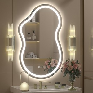 Apmir Super Bright 192 LEDs/m LED Lighted Anti-Fog Tempered Glass Irregular Bathroom/Vanity Mirror with ETL & 3-Year Warranty - 1 of 4