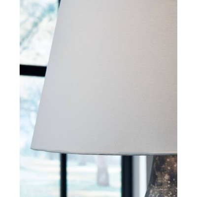 Antiqued Silver Mercury Glass Table Lamp with White Shade