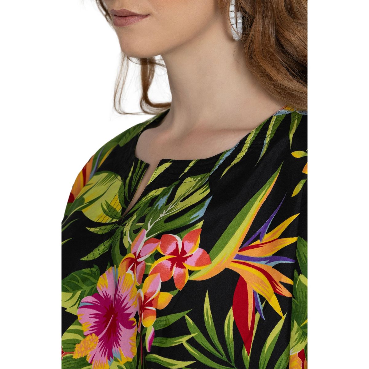 LA LEELA Summer Rayon Blend Women Vacation Cover Up Dress Holiday Resortwear Cruise Pregnancy Wear Comfortable Style 2X-3X Black Leaf - thumbnail 3