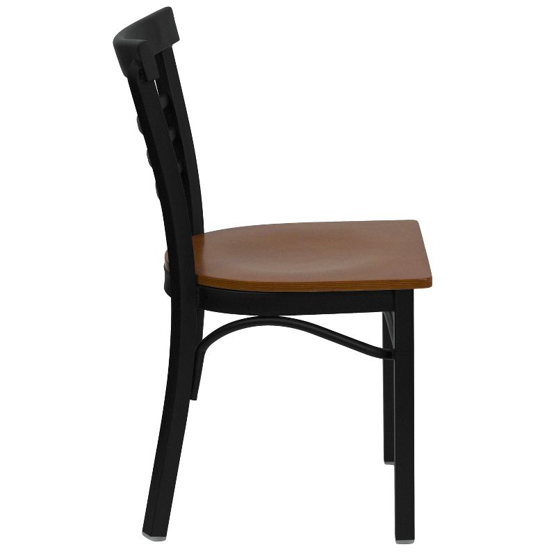 Flash Furniture Black Three-Slat Ladder Back Metal Restaurant Chair, 5 of 8