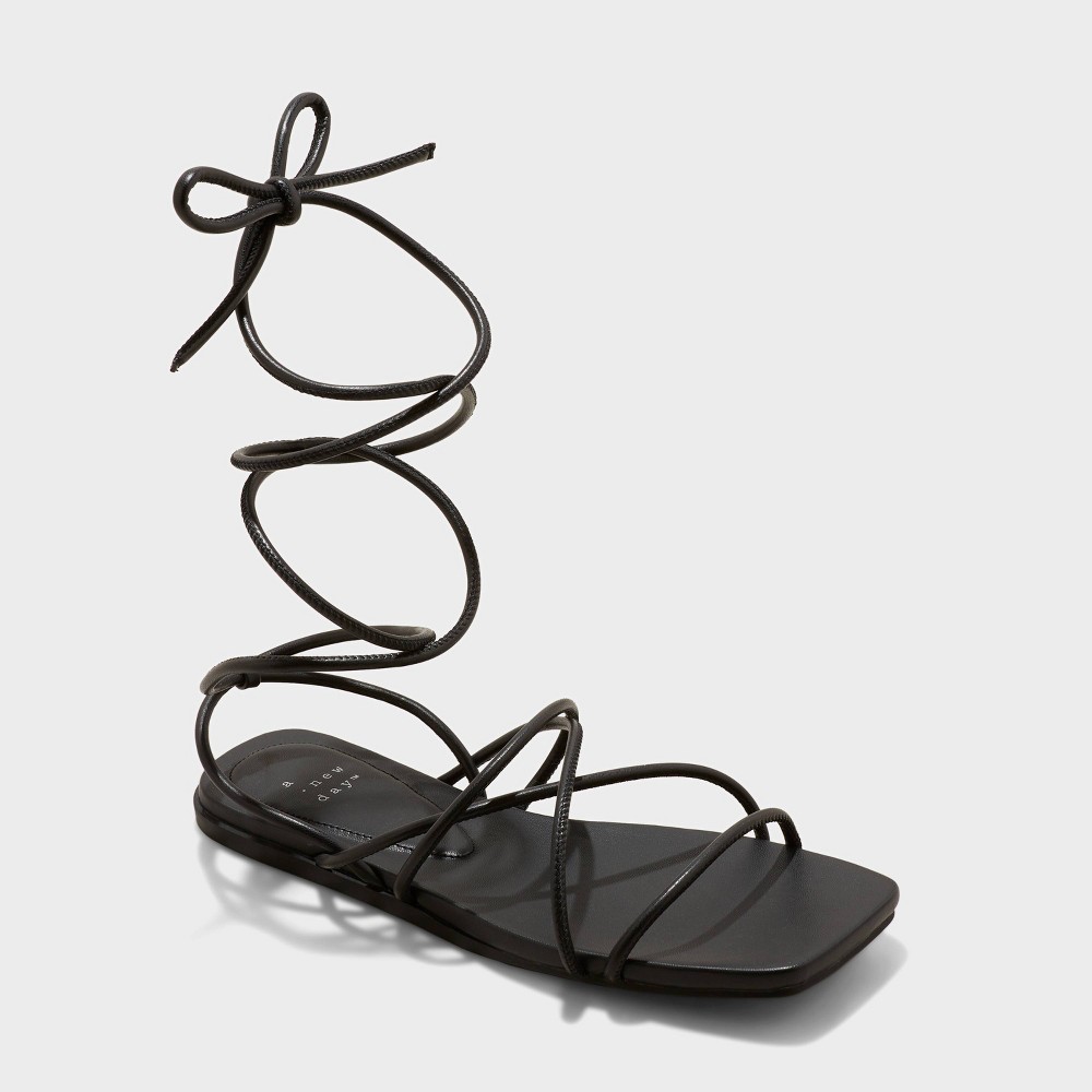 Women's Meena Lace-Up Sandals - A New Day™ Black 8.5