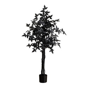 Nearly Natural 4-ft Artificial Halloween Black Maple Tree with Natural Trunk - 1 of 1