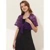 Allegra K Women's Lace Floral Tie Front Flowy Short Sleeve Cardigan Shrug Blouses - 2 of 4