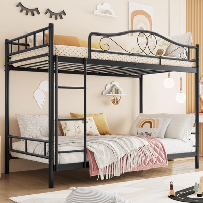 Bunk Bed Twin over Twin, Heavy Duty Metal Bunk Bed with Safety Guardrail & Ladder, 400 LBS Weight Capacity,Noise Free, No Box Spring Needed