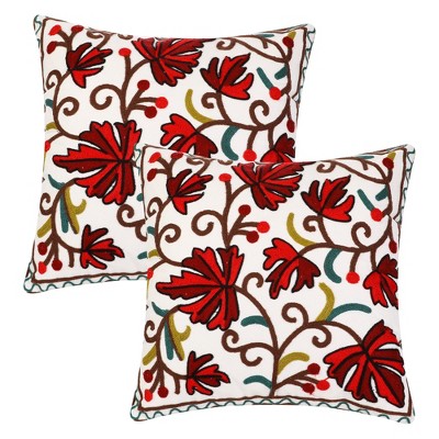 Unique Bargains Embroidered Farmhouse Floral Patterns Decor Pillow Cases 2 Pcs