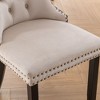 Kumasinova Set of 2 Upholstered Velvet Dining Chairs with High Backrest, Solid Wood Kitchen Chairs with Decorative Rivets, Modern Armless Chairs - 4 of 4