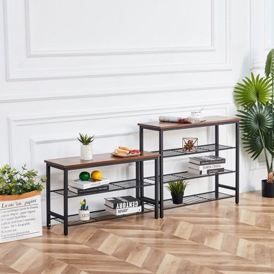 3 Tier Bookshelf, Metal Standing Shelving Unit Storage, Industrial Bookshelves Organizer, H-shape Ladder Shelf Corner Stand