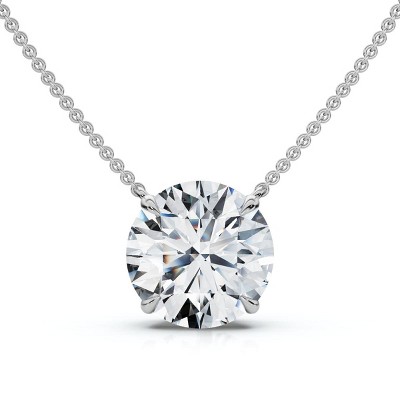 Pompeii3 2Ct Floating Diamond Solitaire Pendant 14k Gold 18" Women's Necklace Lab Created