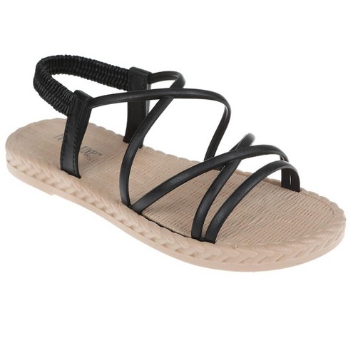 Fifth Luxe Cute Strappy Sandals For Women Comfortable Beach Sandals For Women Casual And Dressy Flats With Braided Outsole Black 5 6 Target