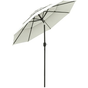 9FT 3 Tiers Patio Umbrella Outdoor Market Umbrella with Crank, Push Button Tilt for Deck and Lawn - 1 of 4