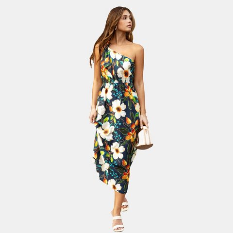 Женские платья Cupshe Women's Vibrant Floral Strapless Maxi Dress-M-Multicolored