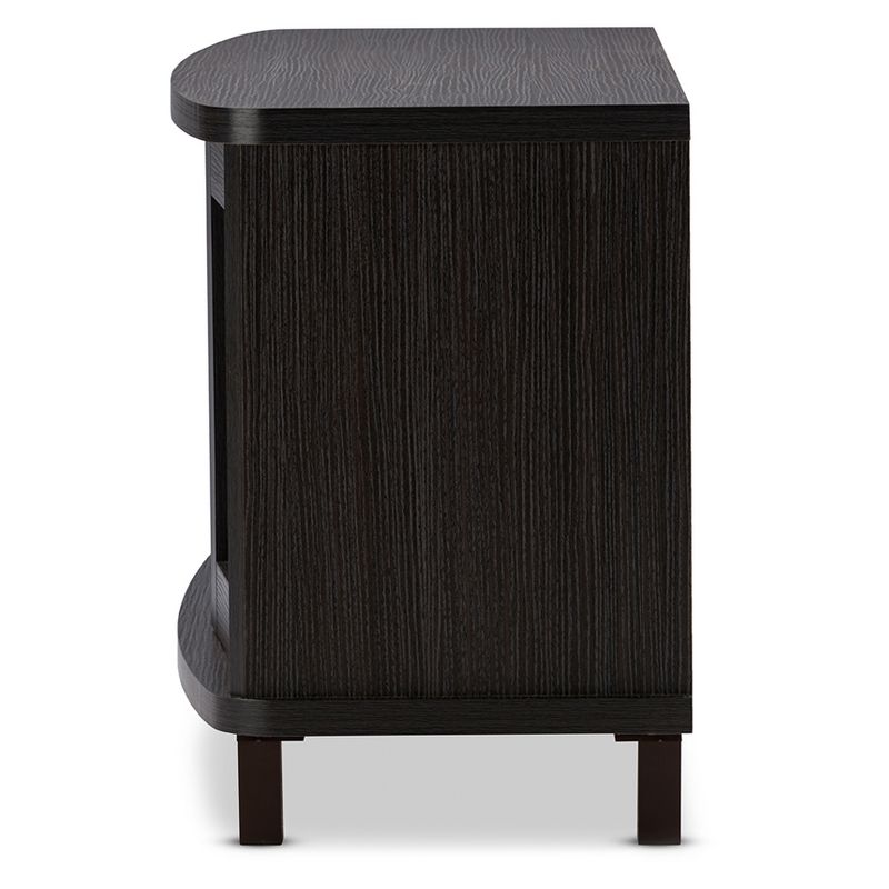 Walda Wood Cabinet with 2 Sliding Doors and 1 Drawer TV Stand for TVs up to 60&#34; Dark Brown/Gray - Baxton Studio, 5 of 7