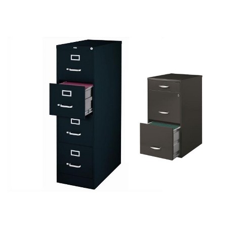 2 Piece Value Pack 4 And 3 Drawer File Cabinet In Black And