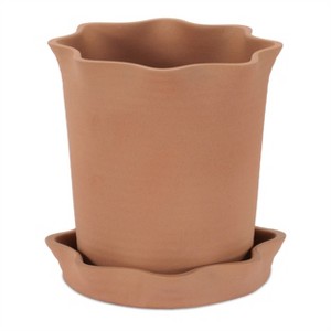 Wavy Ceramic Planter with Saucer 7"H - 1 of 1