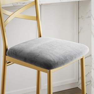 Counter Height Bar Stools, PU Leather Upholstered Seat Bar Chairs with X-Back Design & Footrest, Metal Frame Stools - 1 of 4