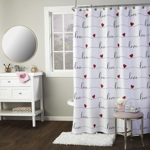 Peace Love Bathroom Fabric Shower Curtain