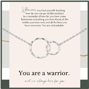 HOPE LOVE SHINE You Are a Warrior Necklace – Encouragement Gift for Her – Interlocking Circle Pendant for Strength & Support Gift Sterling Silver Gold - 1 of 1