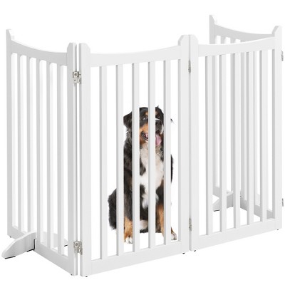 Yaheetech 36inch Freestanding Wooden Fence Foldable Pet Gate, White ...