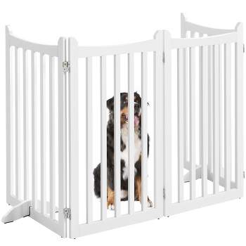 Yaheetech 36"Tall Freestanding Wooden Fence Foldable Pet Gate, White