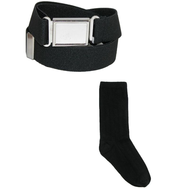 CTM Kids' Magnetic Buckle Elastic Belt  and Cotton Socks Uniform Set, 1 of 2