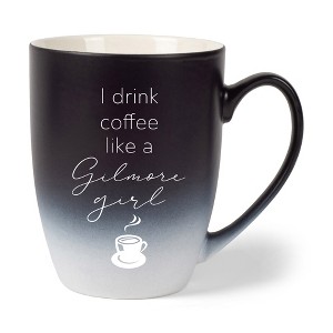 Elanze Designs I Drink Coffee Like A Gilmore Girl Two Toned Ombre Matte Black and White 12 ounce Ceramic Stoneware Coffee Cup Mug - 1 of 4