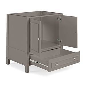 Gray Pine Freestanding Vanity Cabinet with Open Shelf