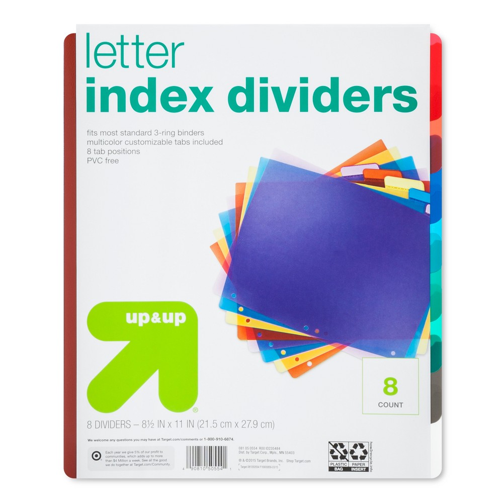 Up & Up 8ct Letter Size Index Dividers