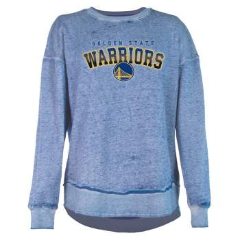 NBA Golden State Warriors Women's Ombre Arch Print Burnout Crew Neck Fleece Sweatshirt