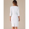 INSPIRE CHIC Women's 3/4 Sleeve Split Neck Wear to Work Business Sheath Dresses - 3 of 4