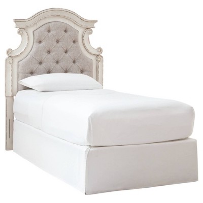 Twin Beige Tufted Upholstered Wood Panel Headboard