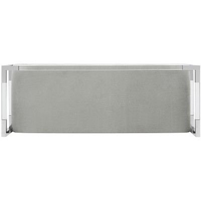 Anastasia Gray Upholstered Acrylic Bench with Brass Accents