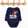 The Juniper Shop Mini Smiley Rainbow Cloud Aria Long Sleeve Bodysuit - NB - Navy - 2 of 4
