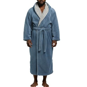 ADR Mens Robe, Fleece Hooded Bathrobe, Big and Tall Bath Robe for Men - 1 of 4