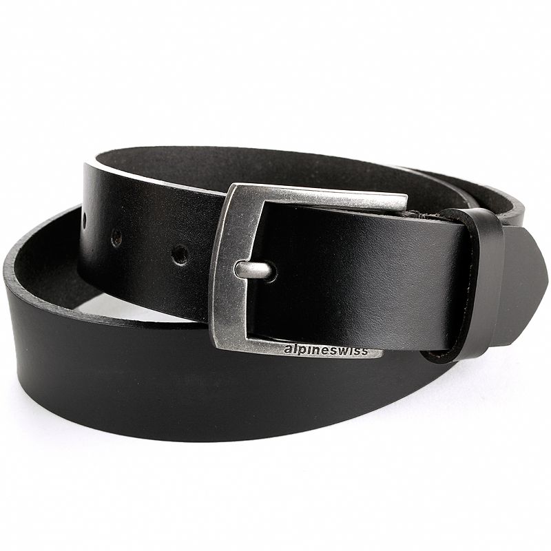 Alpine Swiss Mens Belt Genuine Leather Slim 1 1/4” Casual Jean Belt Dakota Signature Buckle, 3 of 6