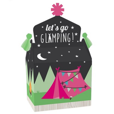 Big Dot of Happiness Let's Go Glamping - Treat Box Party Favors - Camp Glamp Party or Birthday Party Goodie Gable Boxes - Set of 12